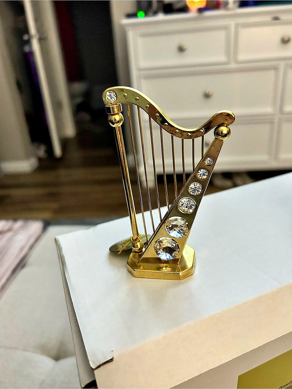 Crystal Temptations 24K Gold Plated Harp Figurine with Swarovski Crystals